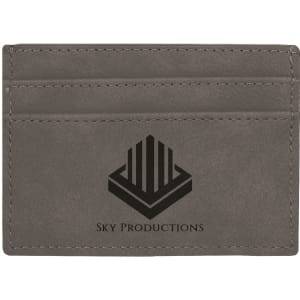 4" x 2 3/4" Gray Laserable Leatherette Wallet Clip - GFT386