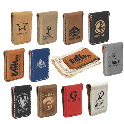 1 3/4" x 2 1/2" Laserable Leatherette Money Clip