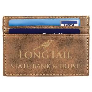 4" x 2 3/4" Rustic/Gold Laserable Leatherette Wallet Clip - GFT712
