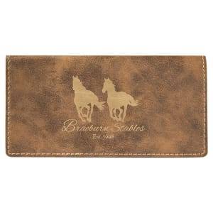 6 3/4" x 3 1/2" Rustic/Gold Laserable Leatherette Checkbook Cover - GFT726