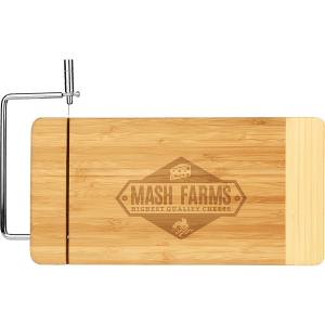 12" x 6" Bamboo Rectangle Cutting Board with Metal Cheese Cutter