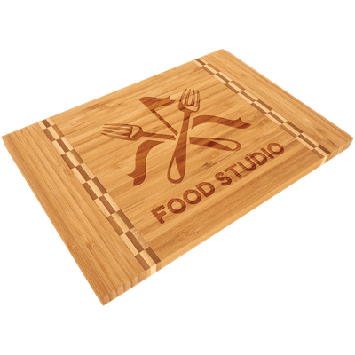 Bamboo Cutting Board with Butcher Block Inlay