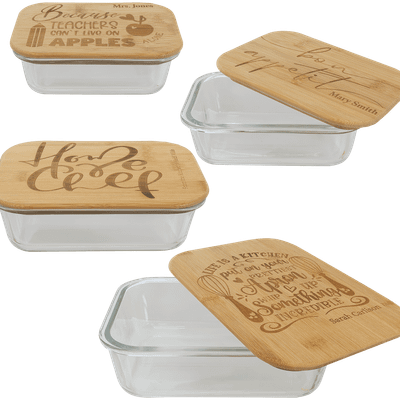 Rectangle Glass Container with Bamboo Lid