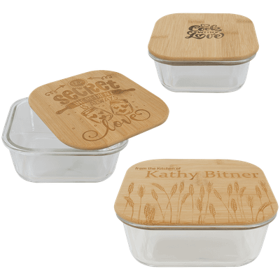 Square Glass Container with Bamboo Lid