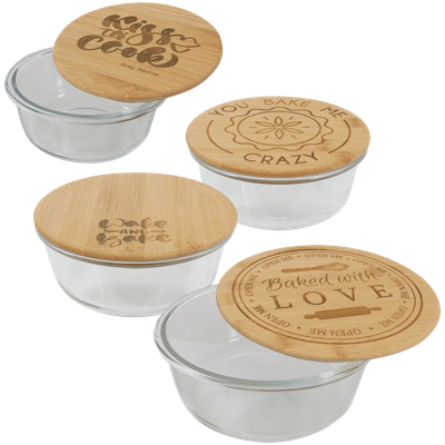 Round Glass Container with Bamboo Lid
