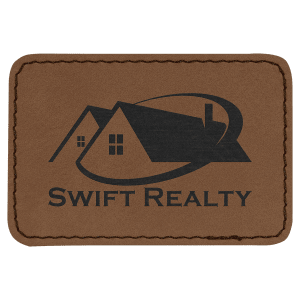 3" x 2" Rectangle Dark Brown Laserable Leatherette Patch with Adhesive - PTH105