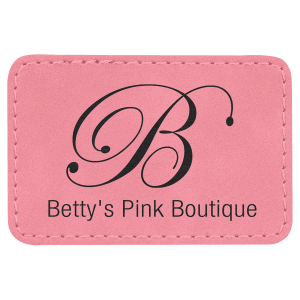3" x 2" Rectangle Pink Laserable Leatherette Patch with Adhesive - PTH107