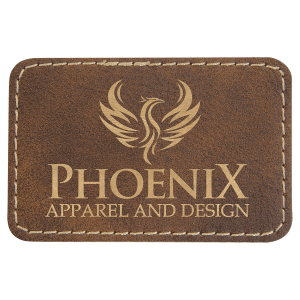 3" x 2" Rectangle Rustic/Gold Laserable Leatherette Patch with Adhesive - PTH110