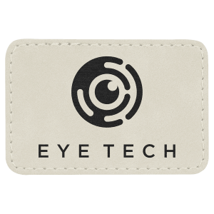 3" x 2" Rectangle White Laserable Leatherette Patch with Adhesive - PTH113
