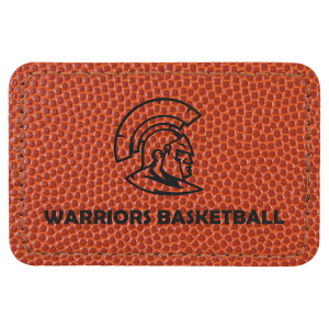 3" x 2" Rectangle Basketball Laserable Leatherette Patch with Adhesive - PTH116