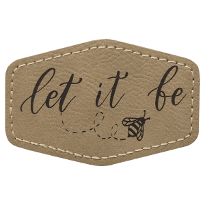 3" x 2" Hex Light Brown Laserable Leatherette Patch with Adhesive - PTH131