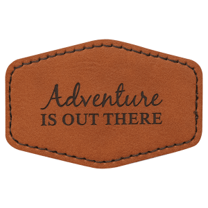 3" x 2" Hex Rawhide Laserable Leatherette Patch with Adhesive - PTH132