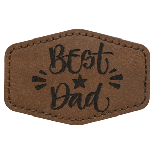 3" x 2" Hex Dark Brown Laserable Leatherette Patch with Adhesive - PTH135