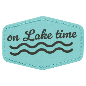 3" x 2" Hex Teal Laserable Leatherette Patch with Adhesive - PTH138