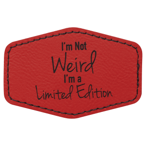 3" x 2" Hex Red Laserable Leatherette Patch with Adhesive - PTH141