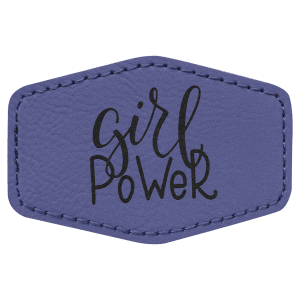 3" x 2" Hex Purple Laserable Leatherette Patch with Adhesive - PTH144