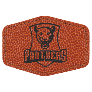 3" x 2" Hex Basketball Laserable Leatherette Patch with Adhesive - PTH146