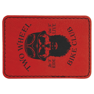 3 1/2" x 2 1/2" Rectangle Red Laserable Leatherette Patch with Adhesive - PTH211