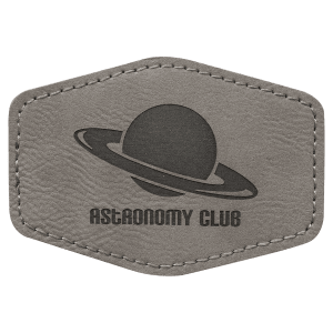 3 1/2" x 2 1/2" Hex Gray Laserable Leatherette Patch with Adhesive - PTH234