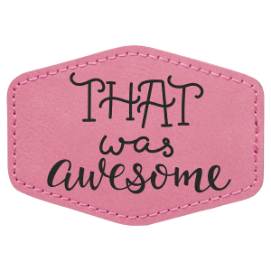 3 1/2" x 2 1/2" Hex Pink Laserable Leatherette Patch with Adhesive - PTH237
