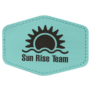 3 1/2" x 2 1/2" Hex Teal Laserable Leatherette Patch with Adhesive - PTH238