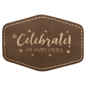 3 1/2" x 2 1/2" Hex Rustic/Gold Laserable Leatherette Patch with Adhesive - PTH240