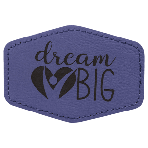 3 1/2" x 2 1/2" Hex Purple Laserable Leatherette Patch with Adhesive - PTH244