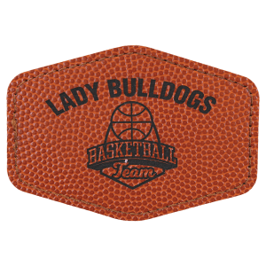 3 1/2" x 2 1/2" Hex Basketball Laserable Leatherette Patch with Adhesive - PTH246