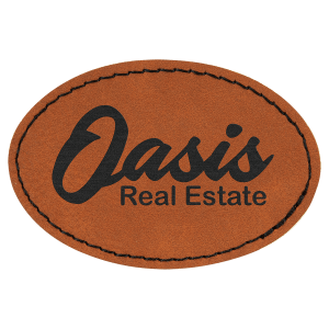 3" x 2" Oval Rawhide Laserable Leatherette Patch with Adhesive - PTH502