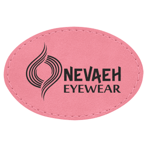 3" x 2" Oval Pink Laserable Leatherette Patch with Adhesive - PTH507
