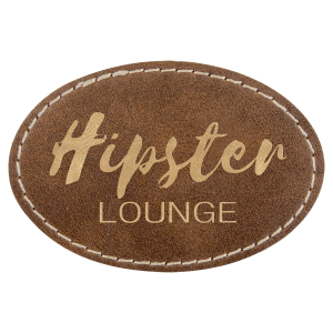 3" x 2" Oval Rustic/Gold Laserable Leatherette Patch with Adhesive - PTH510