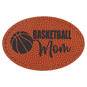 3" x 2" Oval Basketball Laserable Leatherette Patch with Adhesive - PTH516