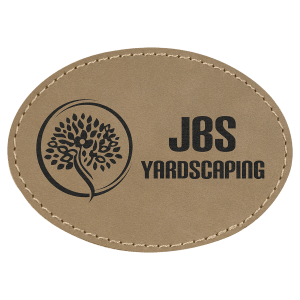3 1/2" x 2 1/2" Oval Light Brown Laserable Leatherette Patch with Adhesive - PTH601