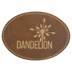 3 1/2" x 2 1/2" Oval Rustic/Gold Laserable Leatherette Patch with Adhesive - PTH610