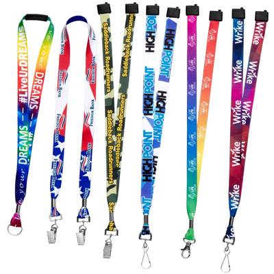 3/4" Dye-Sublimated Lanyard with Metal Crimp & Retractable Badge Reel